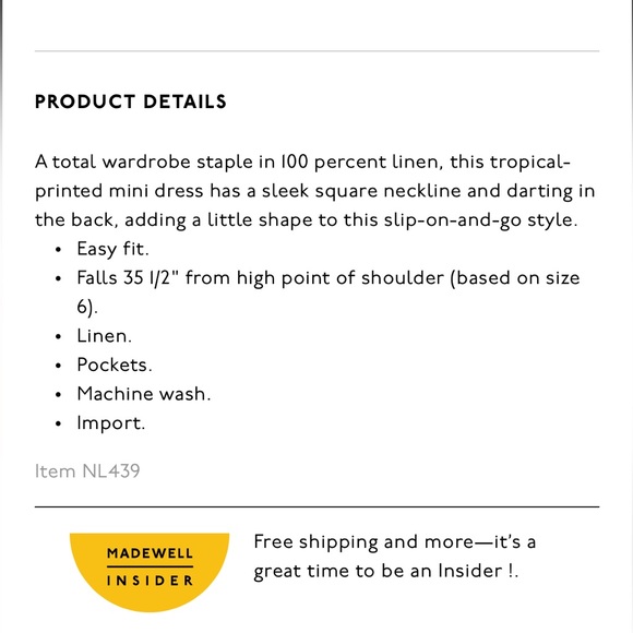 Madewell Goldie Mini Dress in 100% Linen NWOT - Picture 8 of 8